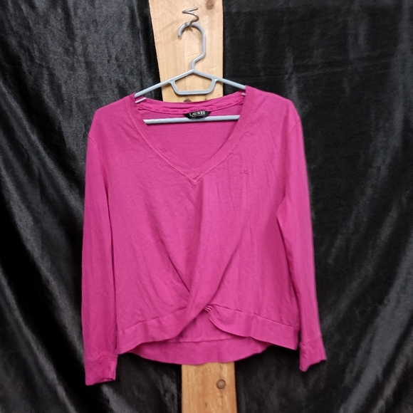 Chic Pink 3/4 Sleeve Wrap Blouse - Picture 7 of 8
